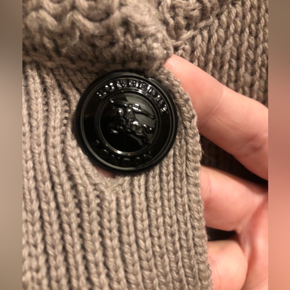 SOLD!! Burberry wool cashmere blend belted sweater cardigan L - Picture 7 of 12